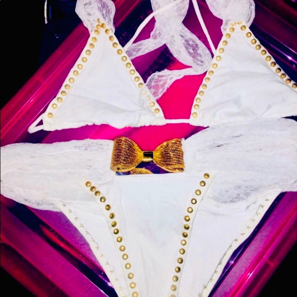 Beach bunny white studded bikini